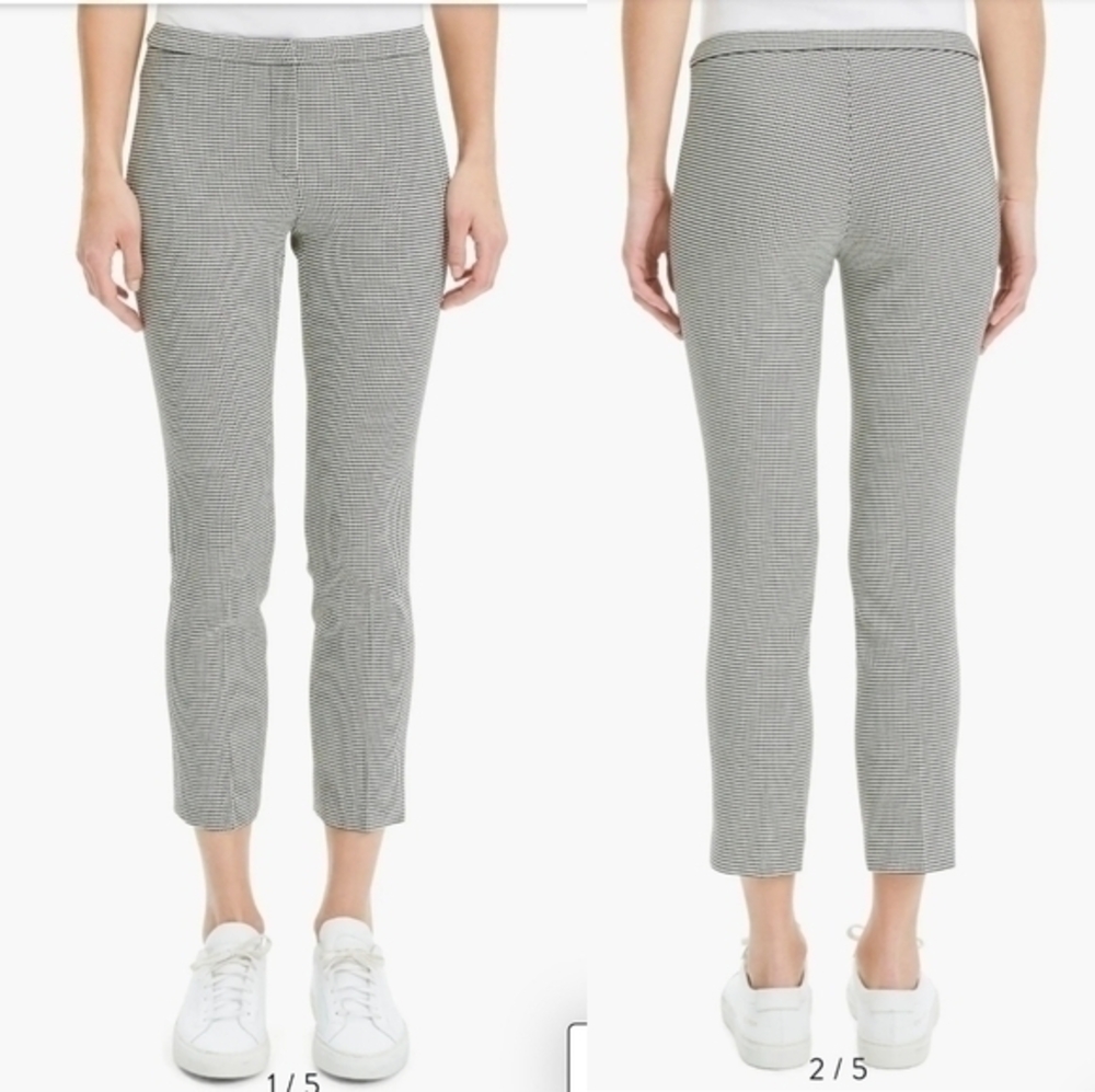 Theory Classic Crop Houndstooth Skinny Pants in Black and Ivory